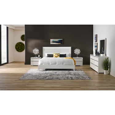 Selena 6-Piece Bedroom Set with Dresser, Mirror, and Nightstand
