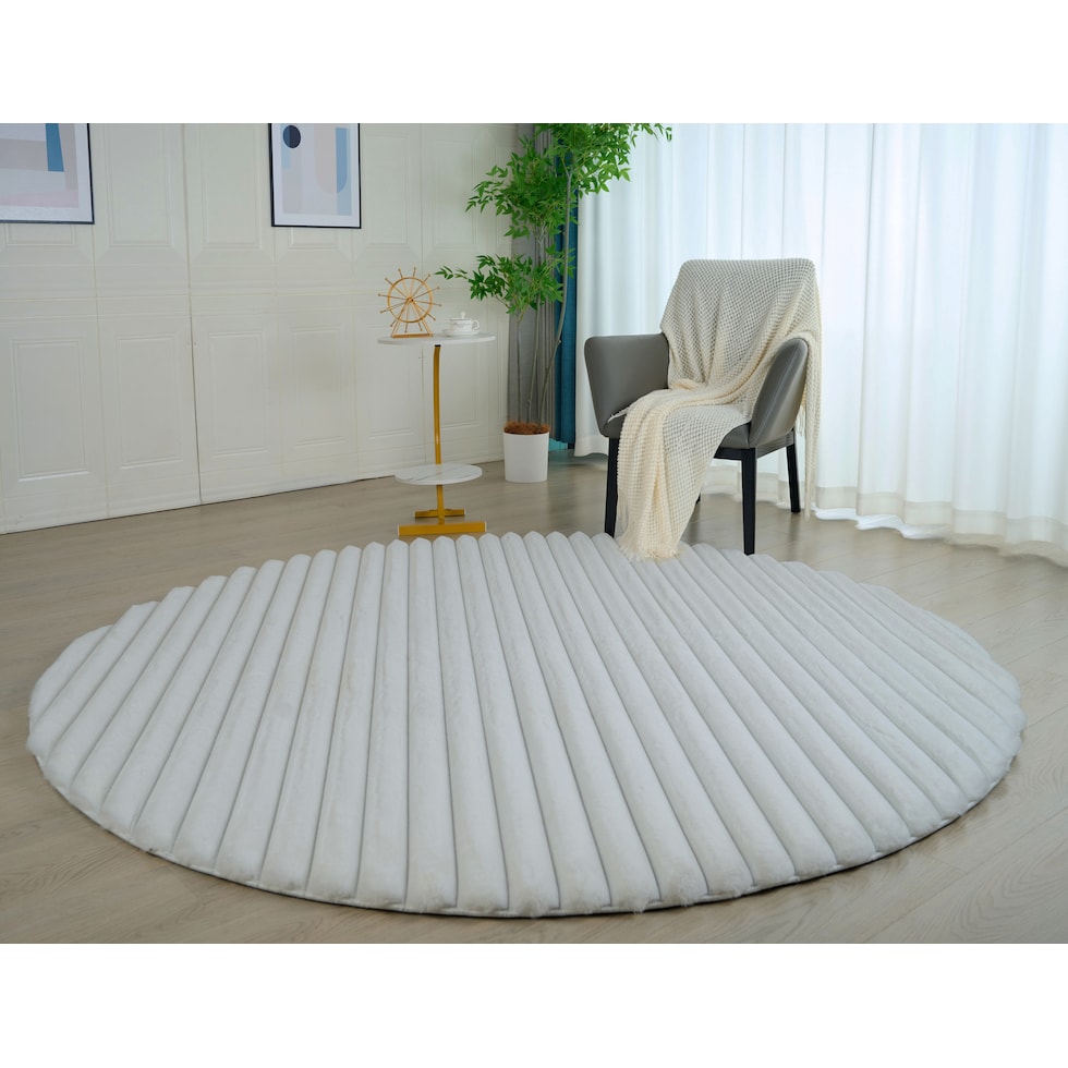 selena white area rug  round   