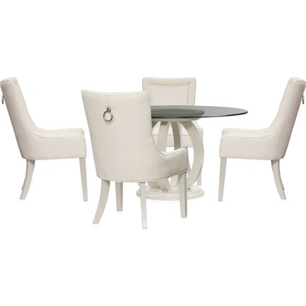 Selene Round Dining Table and 4 Host Chairs