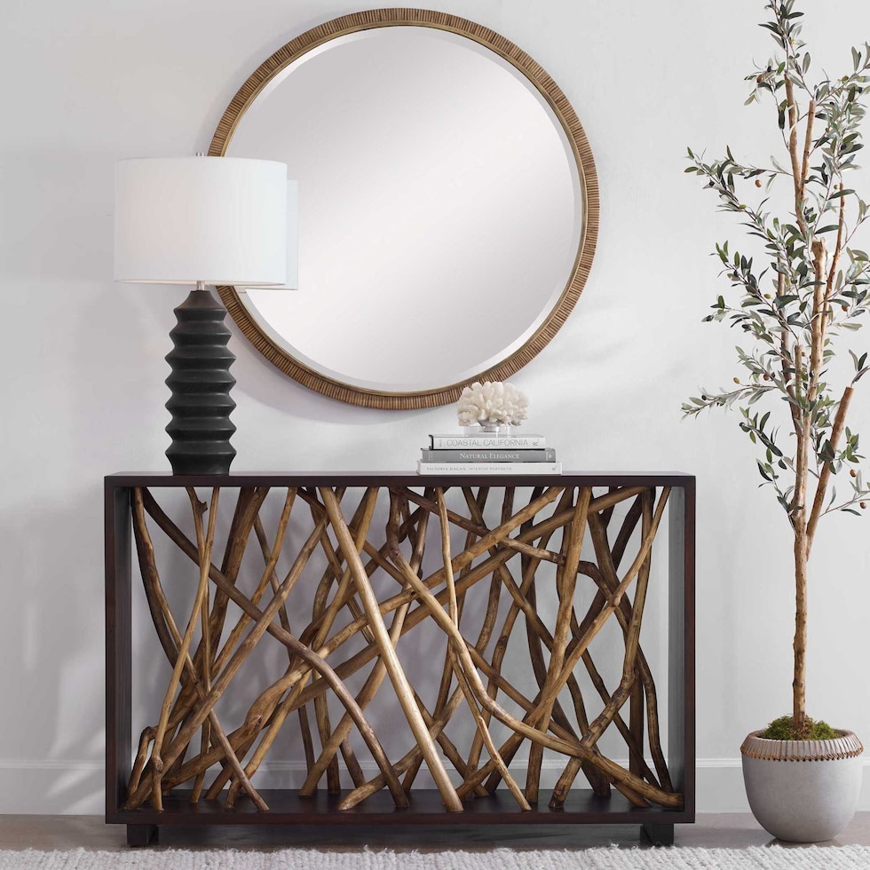 sena dark brown console table   