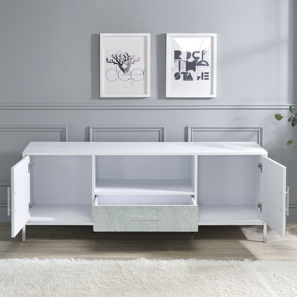 seraphina white silver tv stand   