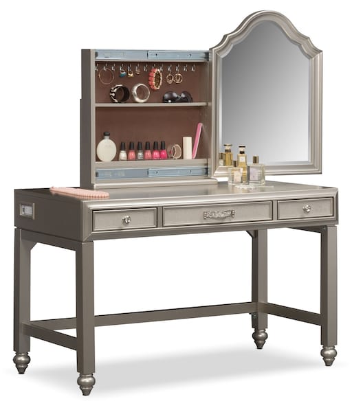 Serena Vanity and Mirror Platinum Value City Furniture