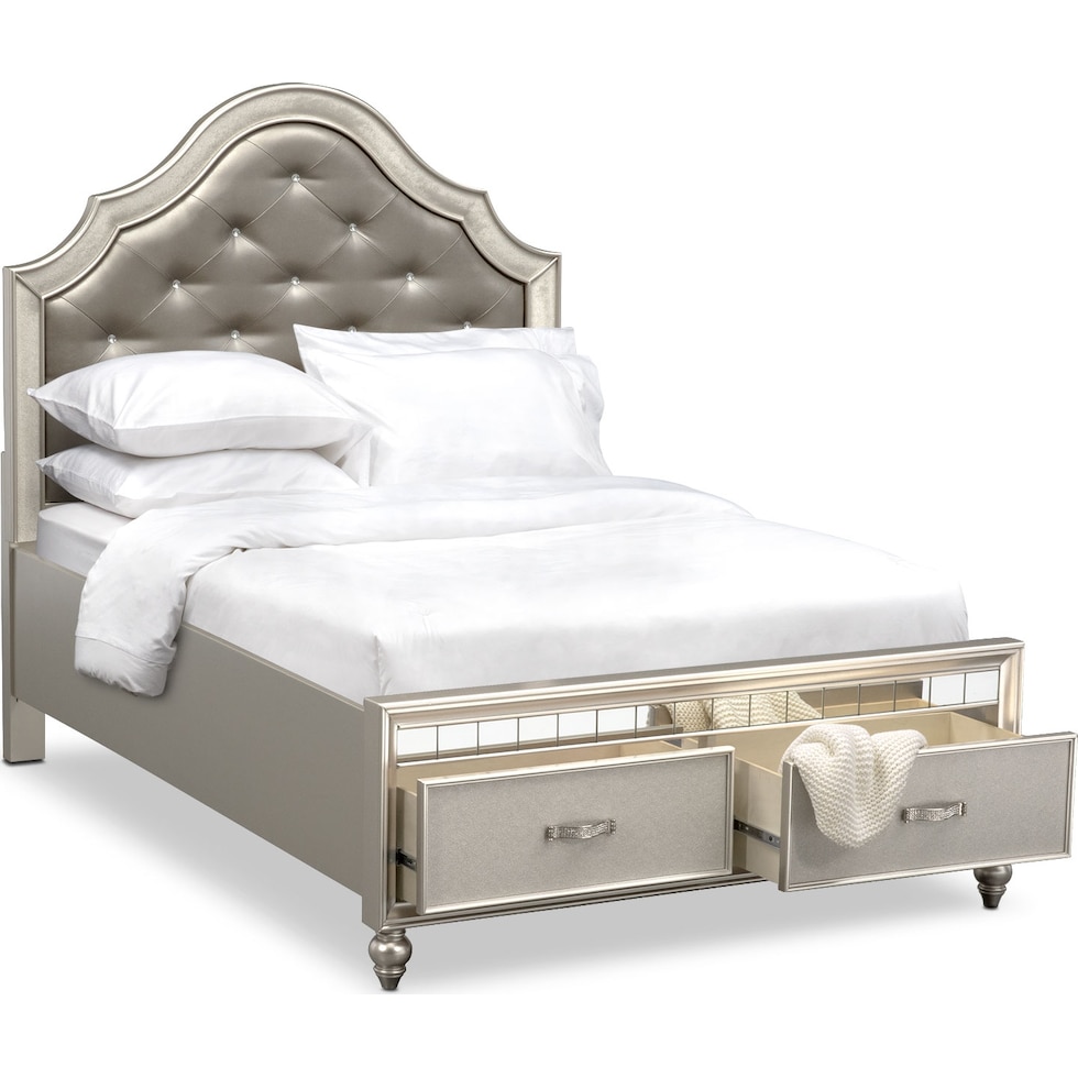 serena youth platinum silver full bed w storage   
