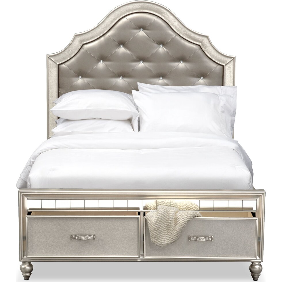 serena youth platinum silver full bed w storage   
