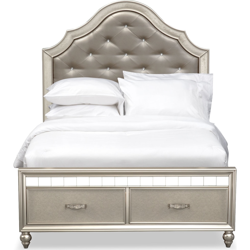 serena youth platinum silver full bed w storage   