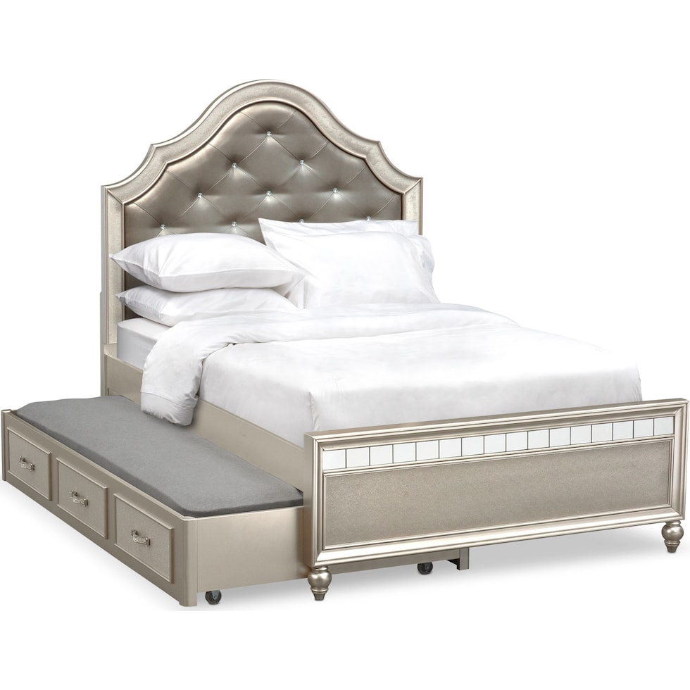 serena youth platinum silver full bed with trundle   