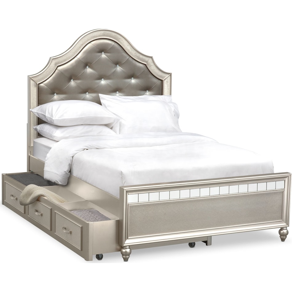 serena youth platinum silver full bed with trundle   
