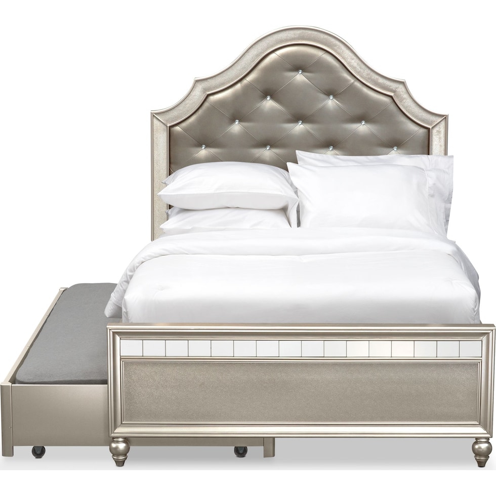 serena youth platinum silver full bed with trundle   