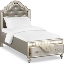 serena youth platinum silver twin bed with storage   