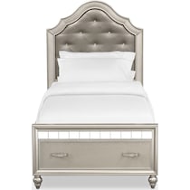 serena youth platinum silver twin bed with storage   