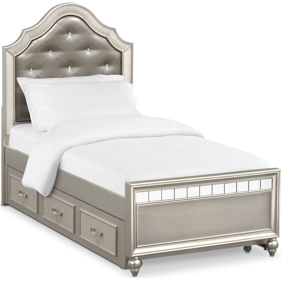 serena youth platinum silver twin bed with trundle   