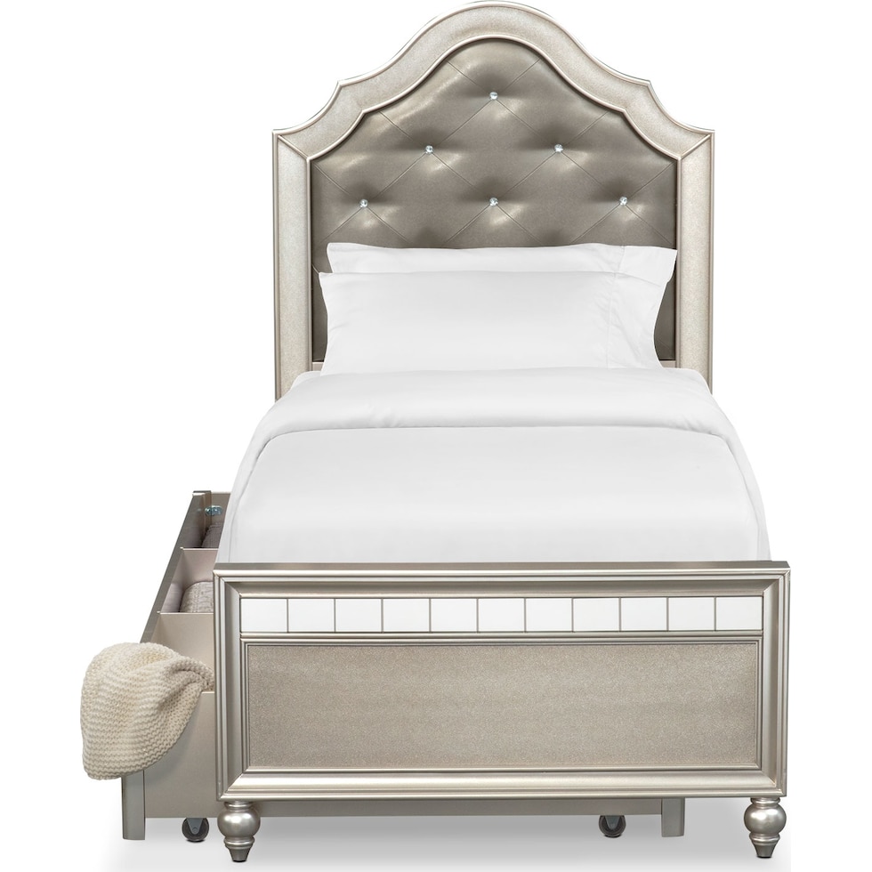 serena youth platinum silver twin bed with trundle   