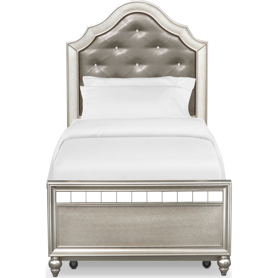serena youth platinum silver twin bed with trundle   