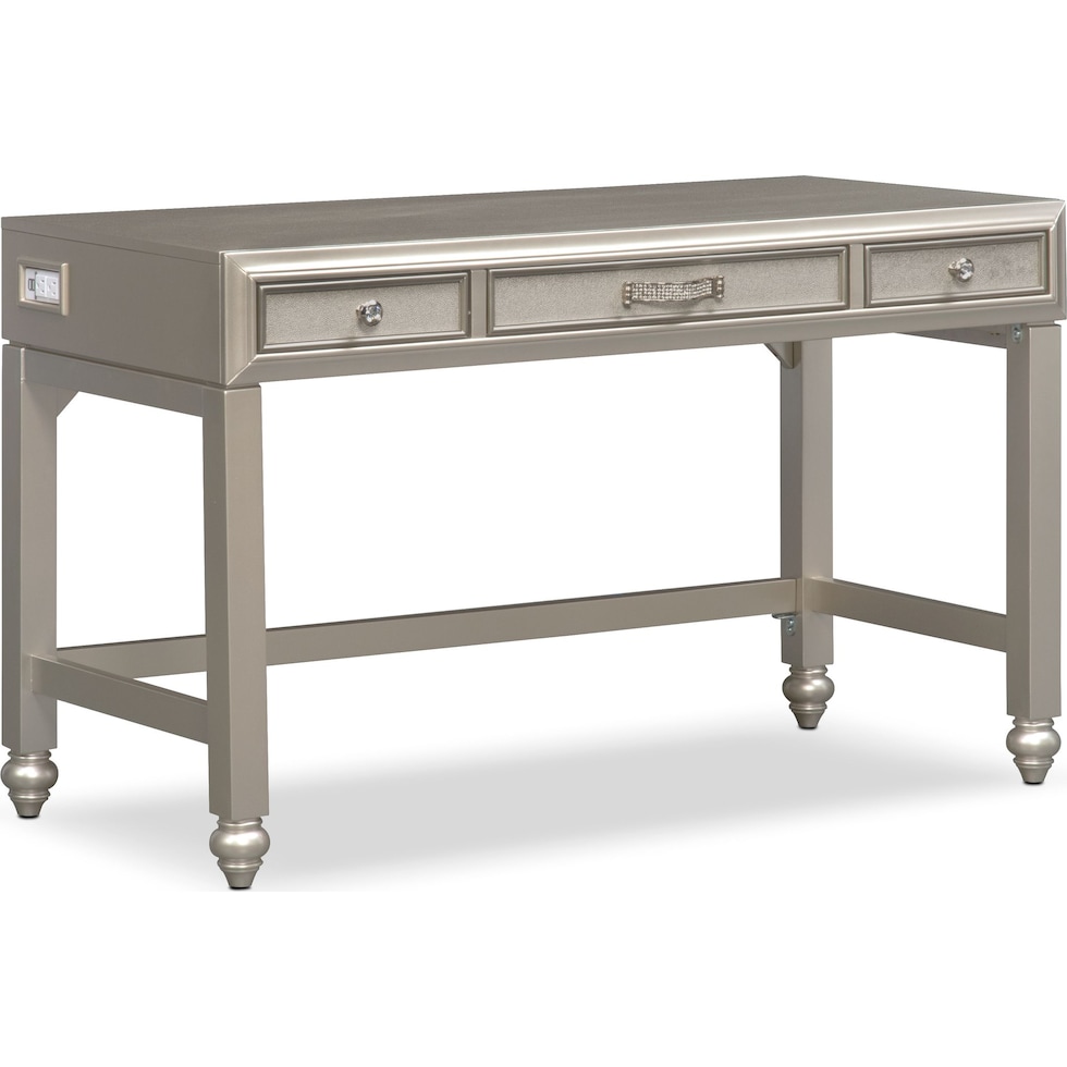 serena youth platinum silver vanity desk   