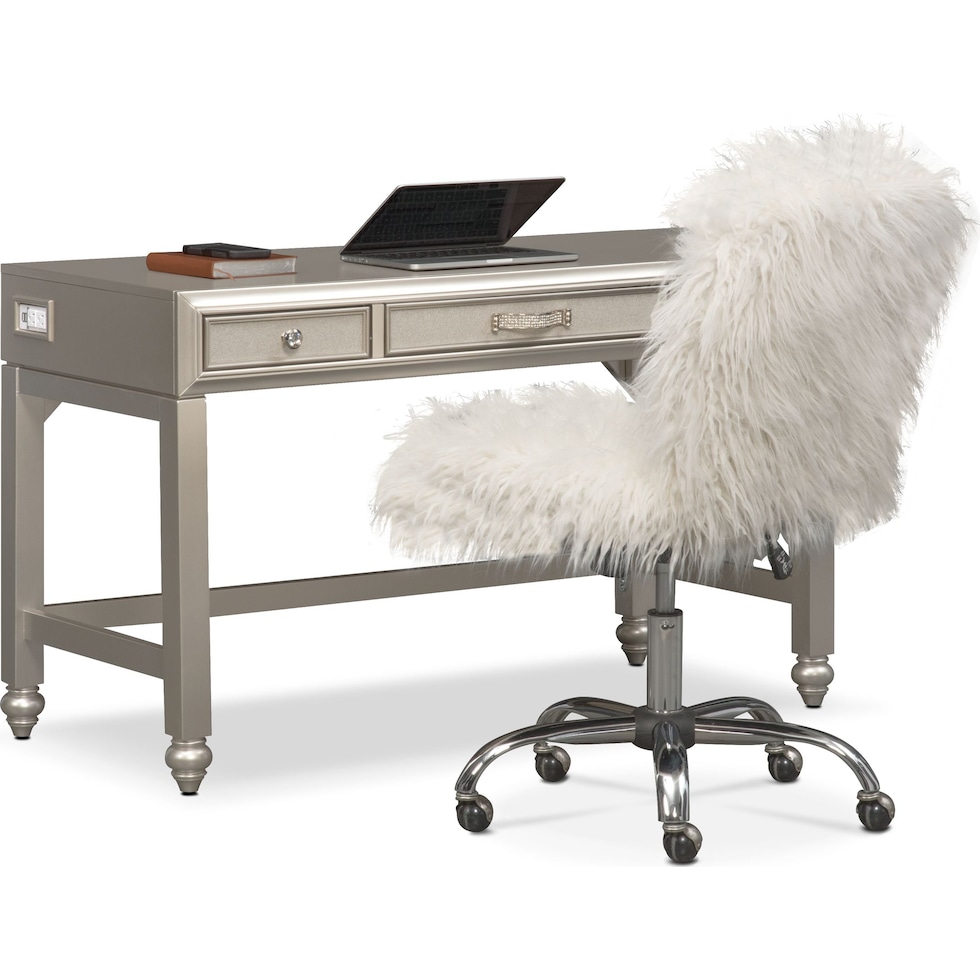 serena youth platinum silver vanity desk   