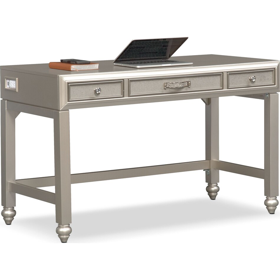 serena youth platinum silver vanity desk   