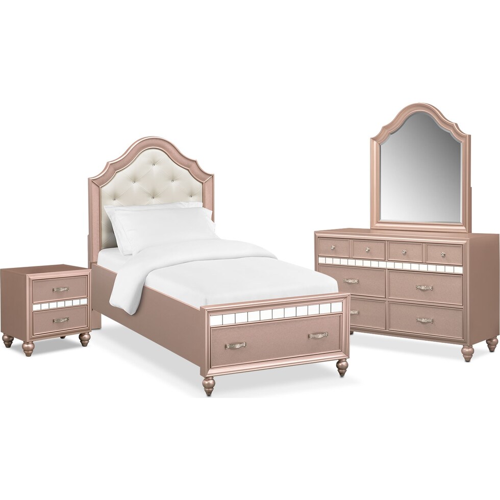 serena youth rose quartz pink  pc twin bedroom   
