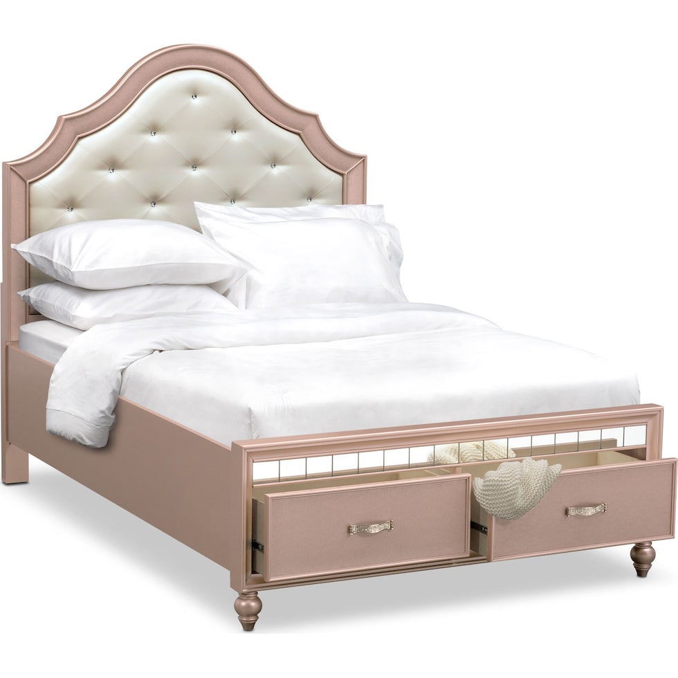 serena youth rose quartz pink full bed w storage   