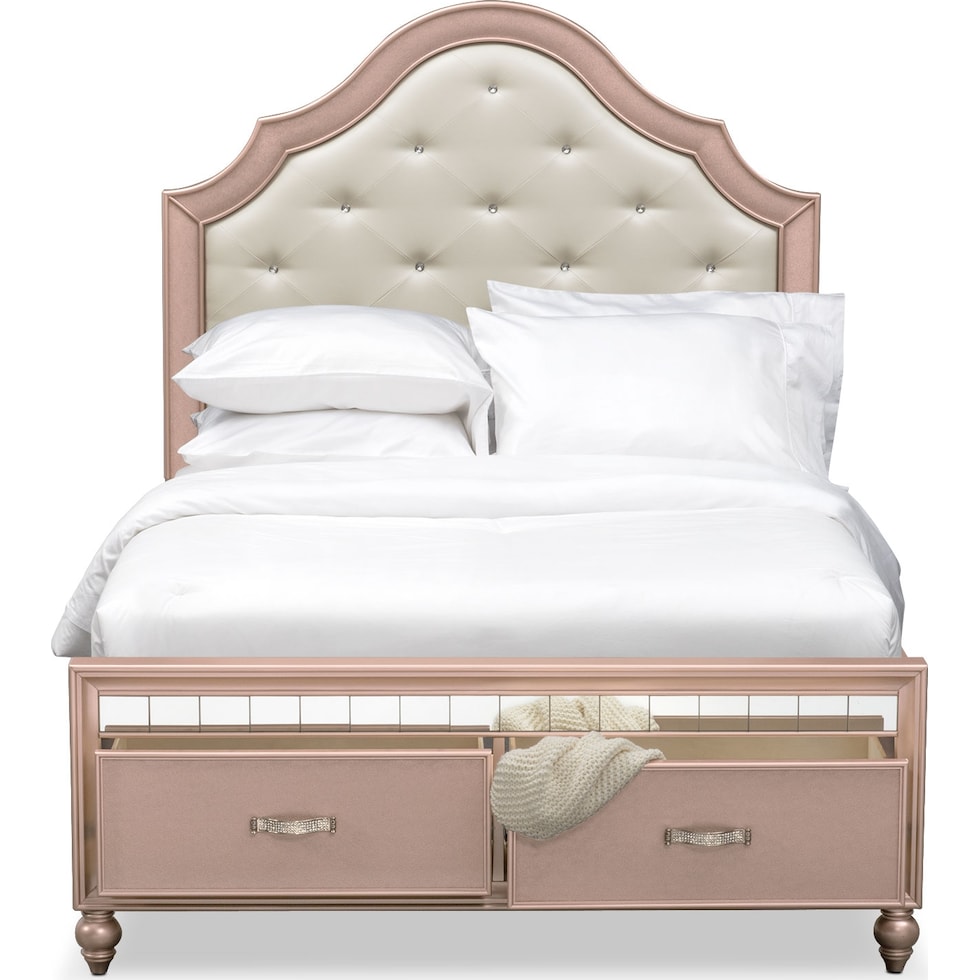 serena youth rose quartz pink full bed w storage   