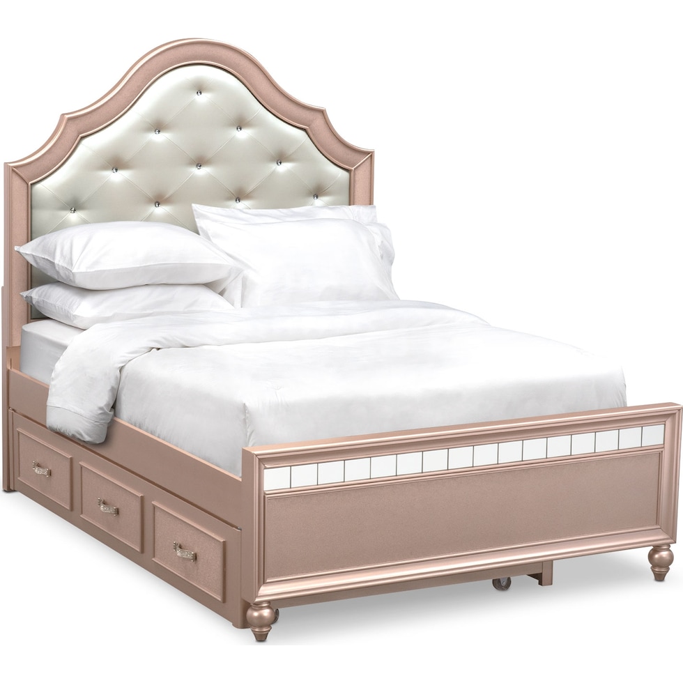 serena youth rose quartz pink full bed with trundle   