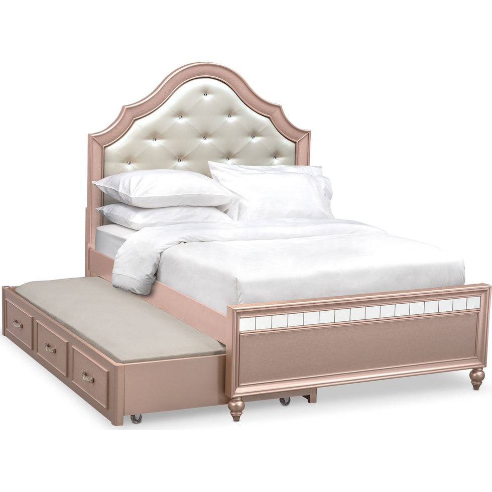 serena youth rose quartz pink full bed with trundle   