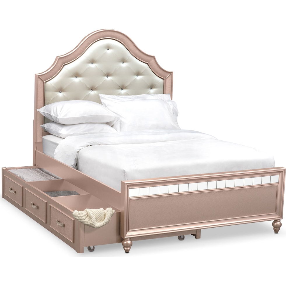 serena youth rose quartz pink full bed with trundle   