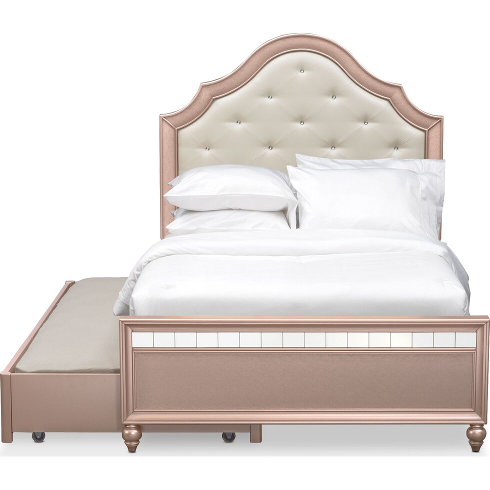 serena youth rose quartz pink full bed with trundle   