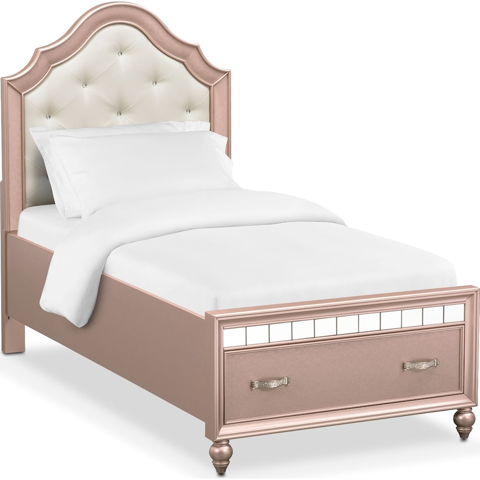 serena youth rose quartz pink twin bed with storage   