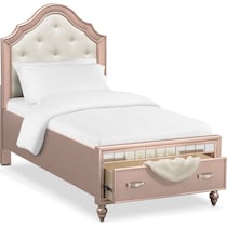 serena youth rose quartz pink twin bed with storage   
