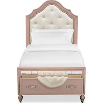 serena youth rose quartz pink twin bed with storage   