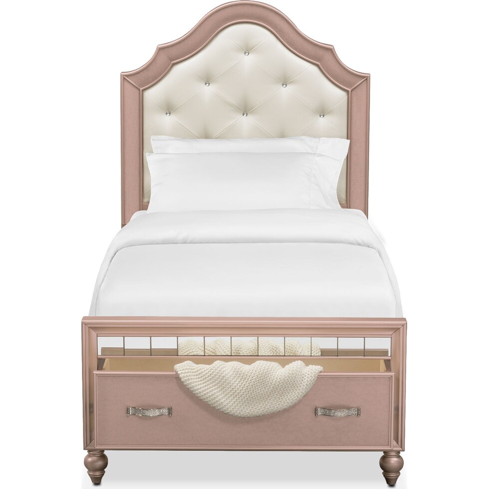 serena youth rose quartz pink twin bed with storage   
