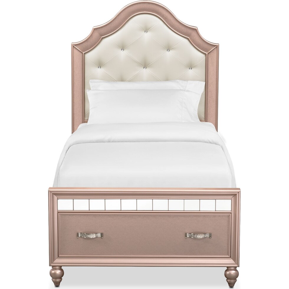 serena youth rose quartz pink twin bed with storage   