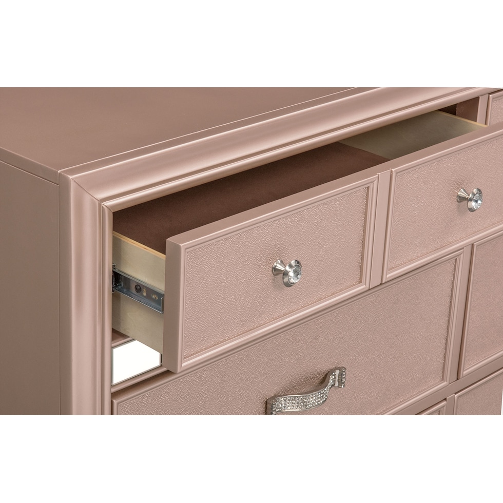 serena youth rose quartz rose quartz dresser & mirror   