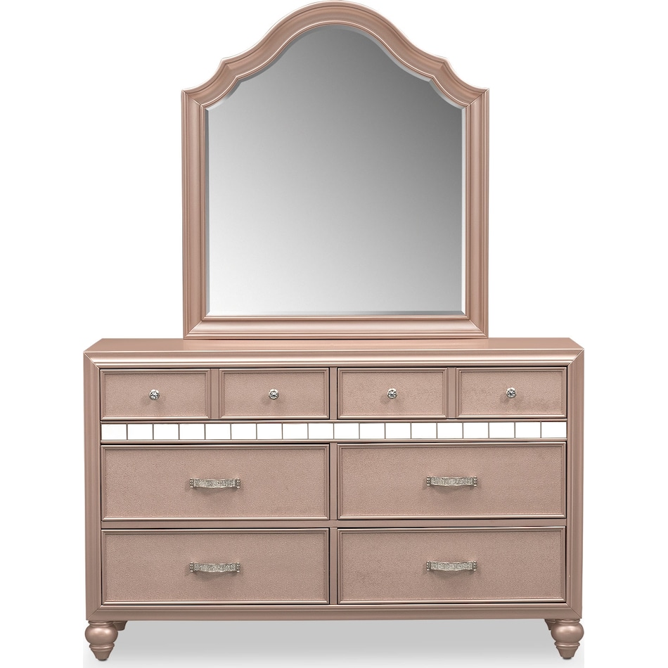 serena youth rose quartz rose quartz dresser & mirror   