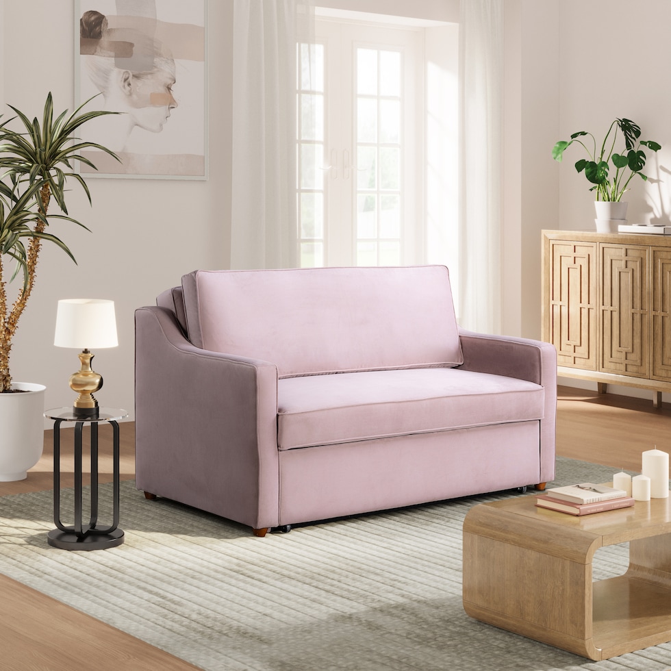 serta pink convertible loveseat   