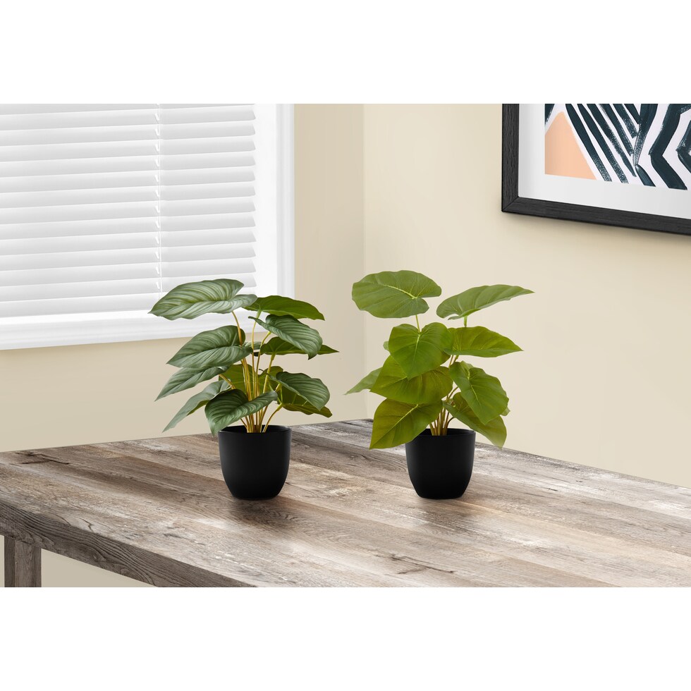 set black faux plant   