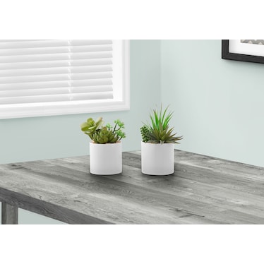 Set of 2 Faux Succulent with White Planters