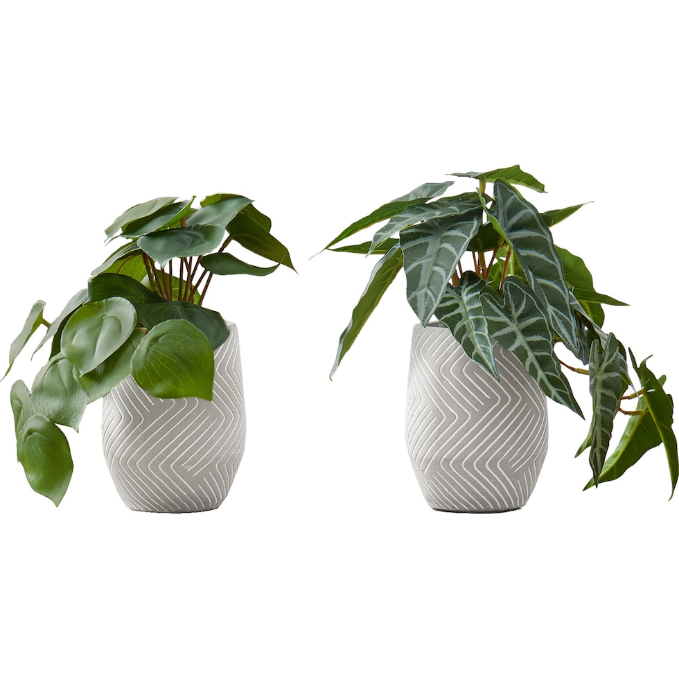 set white faux plant   