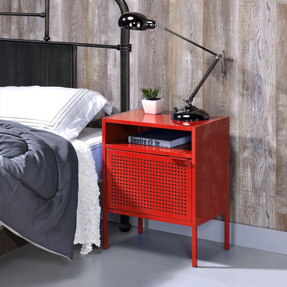 seward red nightstand   