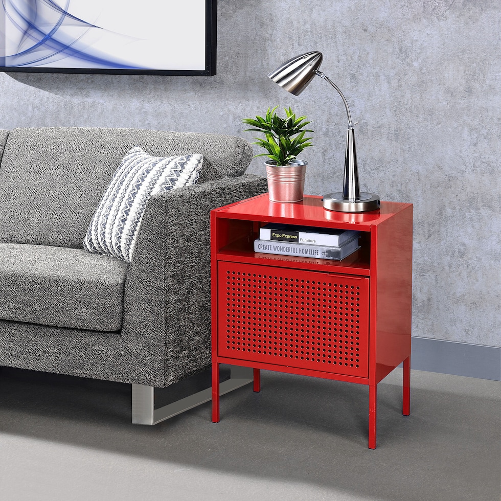seward red nightstand   