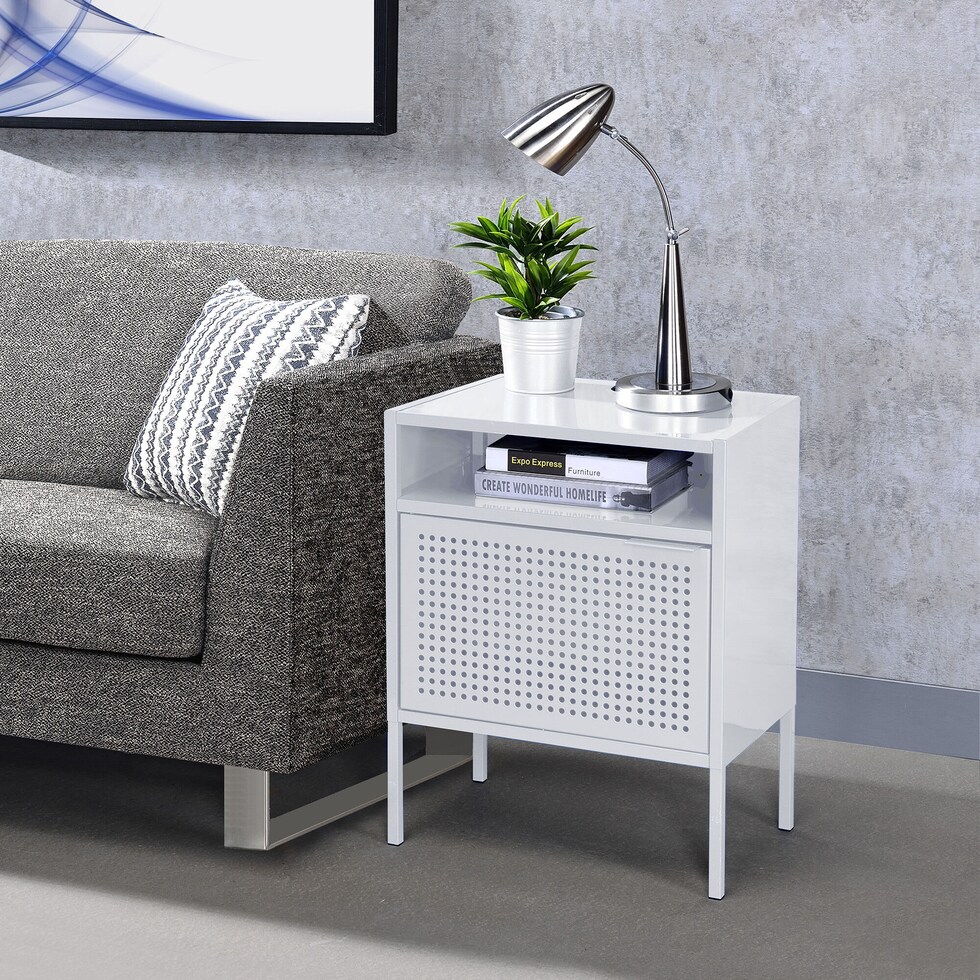 seward white nightstand   
