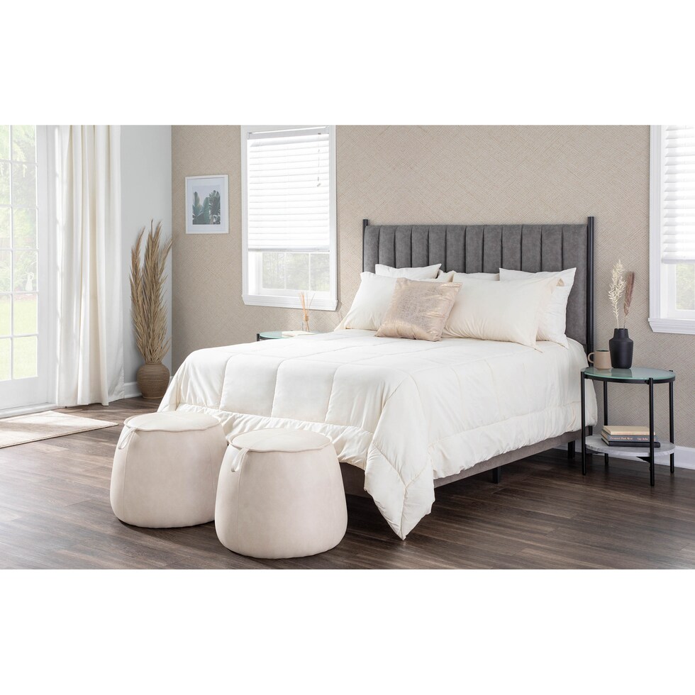 shannon white ottoman   
