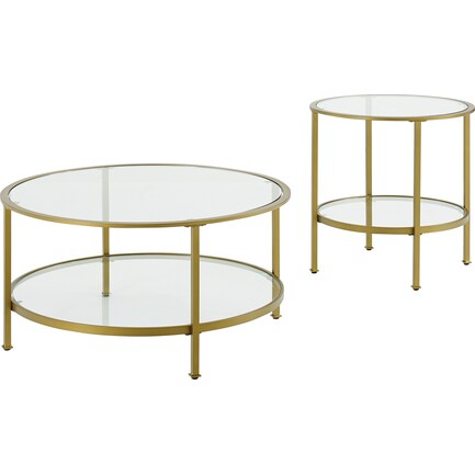 Shea Coffee Table and End Table Set - Gold