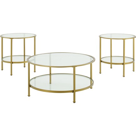 Shea Coffee Table and 2 End Tables Set - Gold