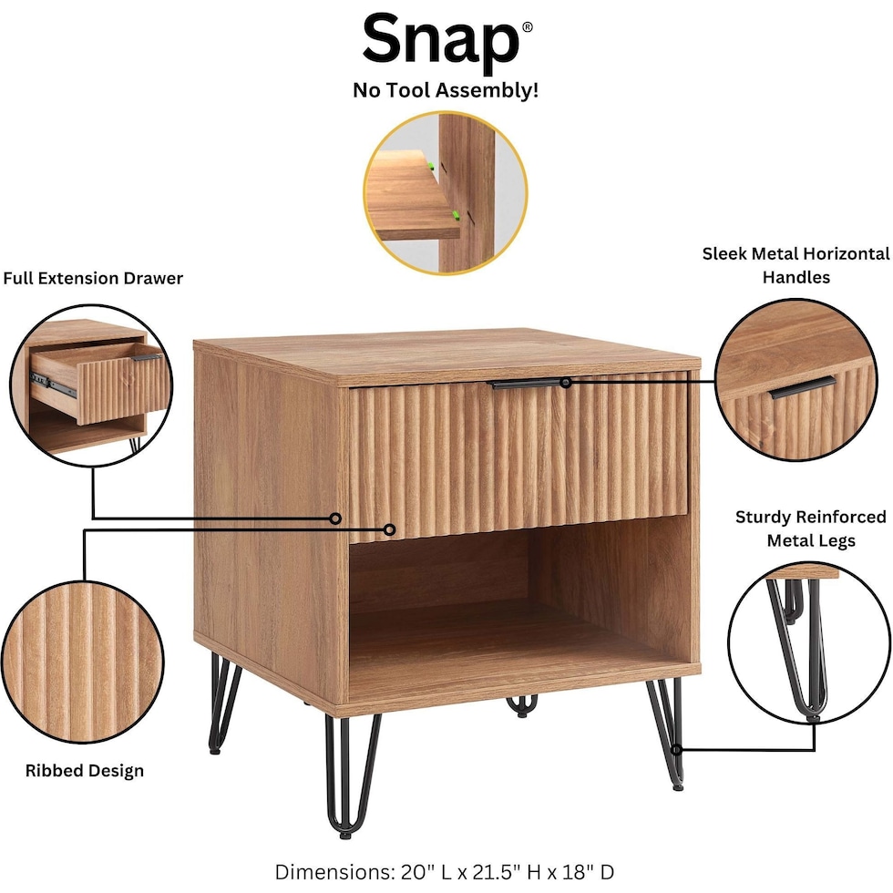 sheridan light brown nightstand   
