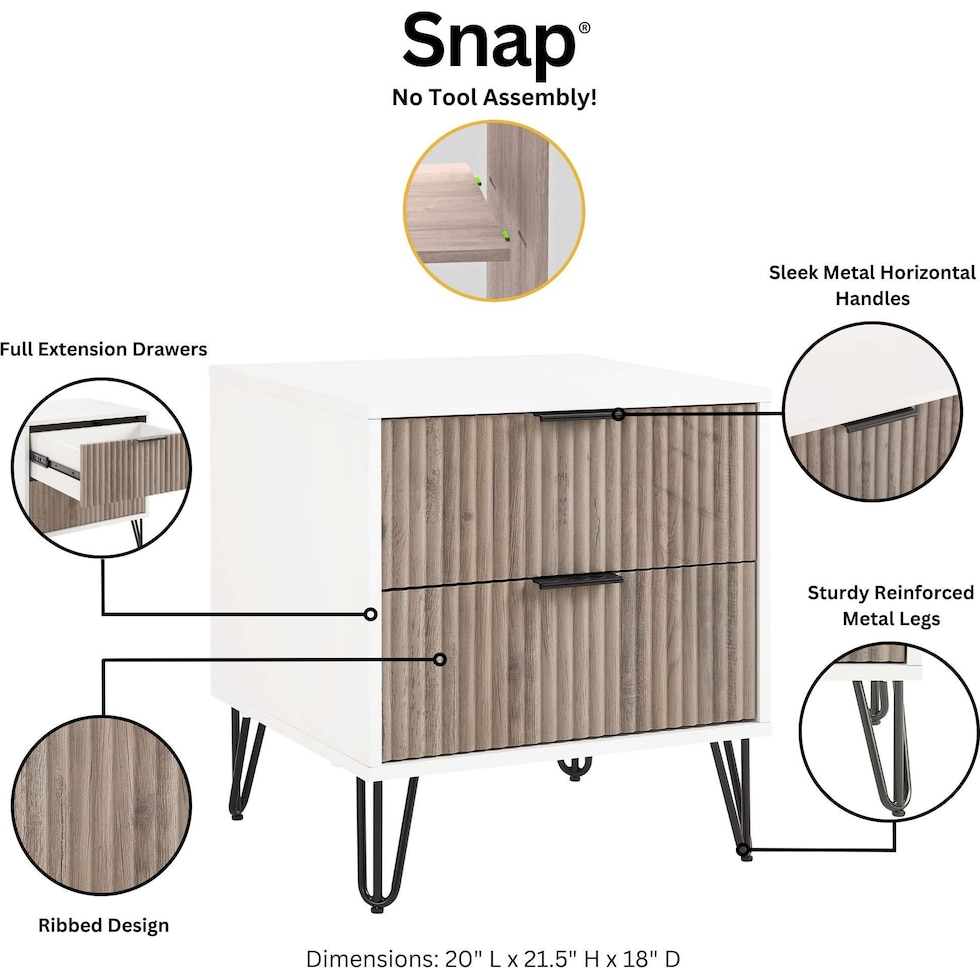 sheridan white gray nightstand   