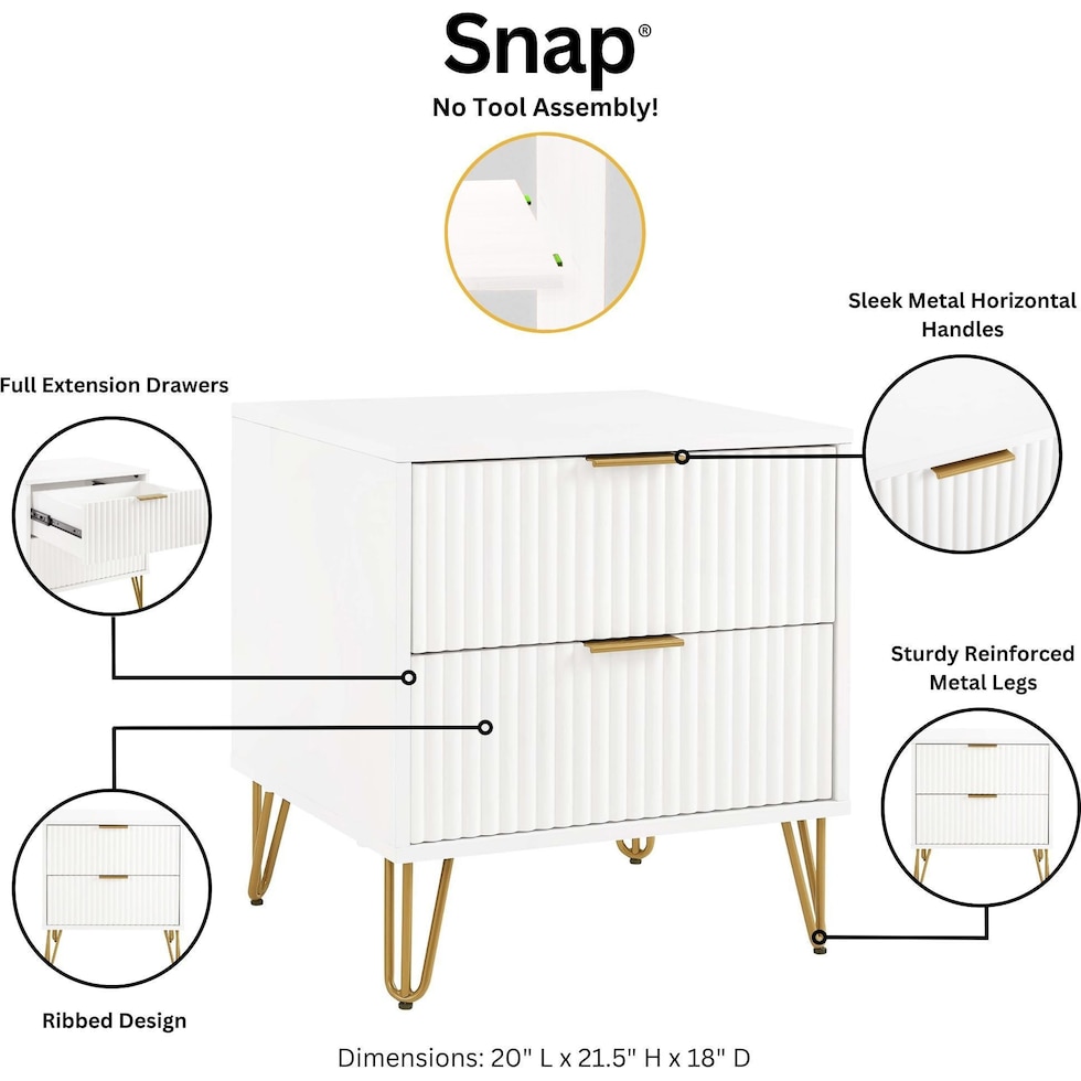sheridan white nightstand   