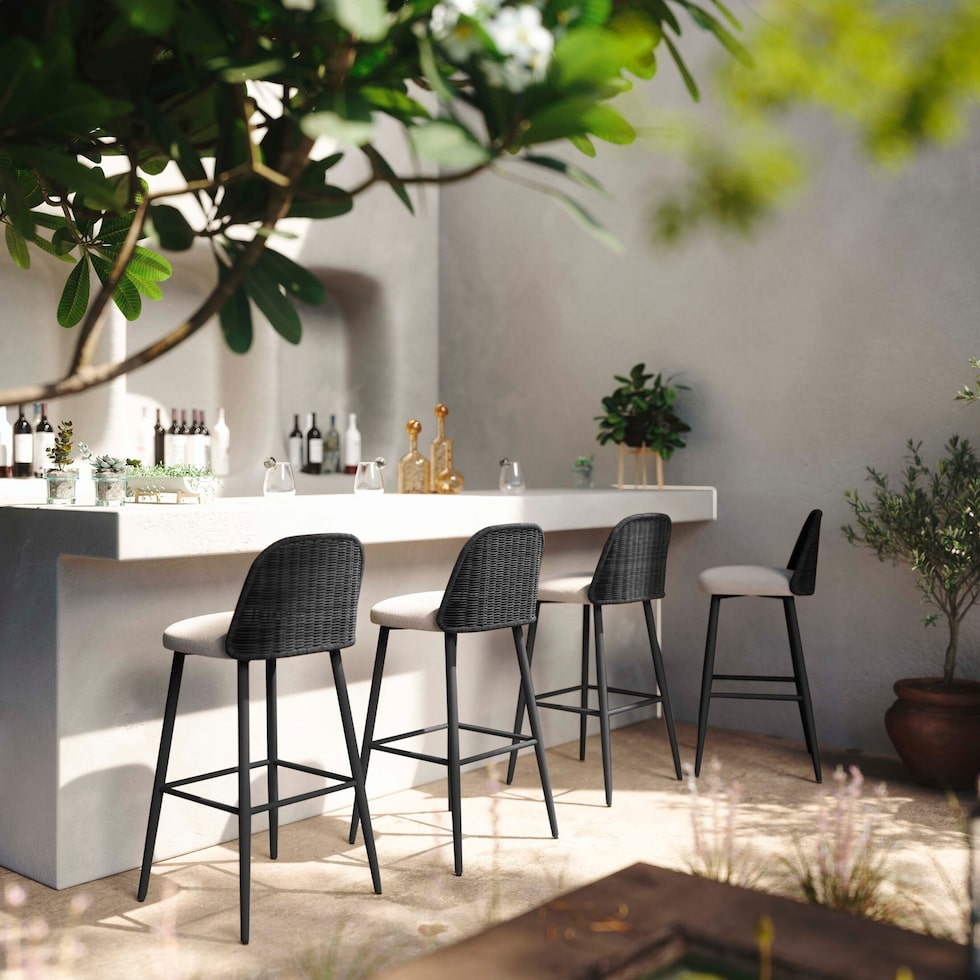 shorefront black white outdoor stool   