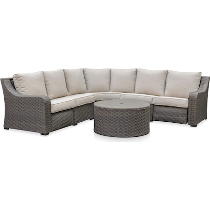 Shoreline Outdoor Reclining Sectional and Coffee Table - Gray
