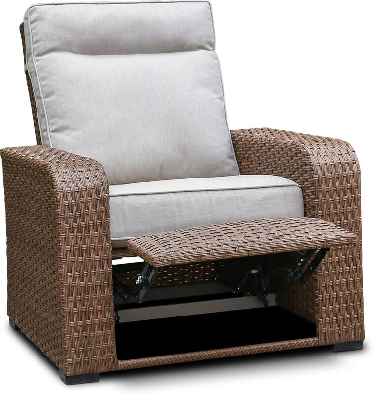 Shoreline Outdoor Recliner Pecan/White Value City Furniture